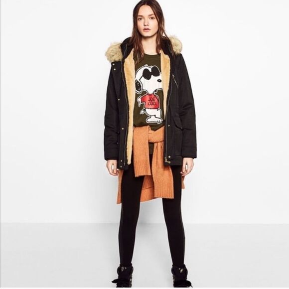 ✨HP✨Zara Navy Fur Lined Parka with Detachable Hood✨ - Picture 2 of 11